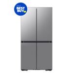 Samsung - Bespoke 22 cu. ft. Counter Depth 4-Door French Door Refrigerator with Zero Clearance Fit and Sphere Ice - Stainless Steel