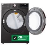 LG 7.4 Cu. Ft. Stackable Smart Electric Dryer Steam Built-In Intelligence Black Steel from Kings Outlet