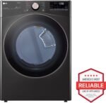 LG 7.4 Cu. Ft. Stackable Smart Electric Dryer Steam Built-In Intelligence Black Steel from Kings Outlet