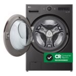 LG 5.0 Cu. Ft. High-Efficiency Stackable Smart Front Load Washer Steam TurboWash 360 Black from Kings Outlet