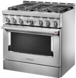KitchenAid Commercial-Style 5.1 Cu. Ft. Slide-In Gas True Convection Range Self-Cleaning Stainless Steel from Kings Outlet