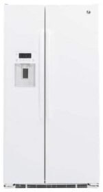 GE - 21.9 Cu. Ft. Side-by-Side Counter-Depth Refrigerator with Integrated Shelf Support System - White