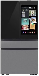 Samsung - Bespoke 23 cu. ft. Counter Depth 4-Door French Door Refrigerator with AI Family Hub+ - Charcoal Glass & Stainless Steel