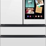 Samsung - Bespoke 23 cu. ft. Counter Depth 4-Door French Door Refrigerator with AI Family Hub+ - White Glass
