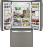 GE - 24.7 Cu. Ft. French Door Refrigerator with Internal Water Dispenser - Slate - Image 3