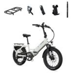 Lectric eBikes - XP4 750 Step-Thru Foldable Long-Range eBike (Max 85mi/28mph) + LevelUp Rack/Seat Post/Elite Headlight/Lock/Phone Mount - Stratus White