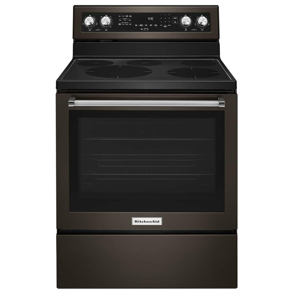 KitchenAid 6.4 Cu. Ft. Self-Cleaning Freestanding Electric Convection Range Black Stainless Steel from Kings Outlet