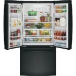GE - 24.7 Cu. Ft. French Door Refrigerator with Internal Water Dispenser - High Gloss Black - Image 4