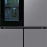 Samsung - Bespoke 23 Cu. Ft. 4-Door Flex French Door Counter Depth Refrigerator with Auto Open Door - Stainless Steel