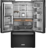 KitchenAid 23.8 Cu. Ft. French Door Counter-Depth Refrigerator Black Stainless Steel from Kings Outlet