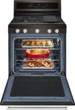 KitchenAid 5.8 Cu. Ft. Self-Cleaning Freestanding Gas True Convection Range Even-Heat Black Stainless Steel from Kings Outlet