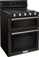 KitchenAid 6.0 Cu. Ft. Self-Cleaning Freestanding Double Oven Gas Convection Range Black Stainless Steel from Kings Outlet