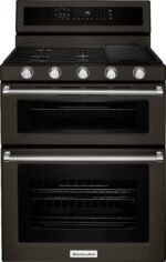 KitchenAid 6.0 Cu. Ft. Self-Cleaning Freestanding Double Oven Gas Convection Range Black Stainless Steel from Kings Outlet