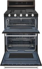 KitchenAid 6.0 Cu. Ft. Self-Cleaning Freestanding Double Oven Gas Convection Range Black Stainless Steel from Kings Outlet