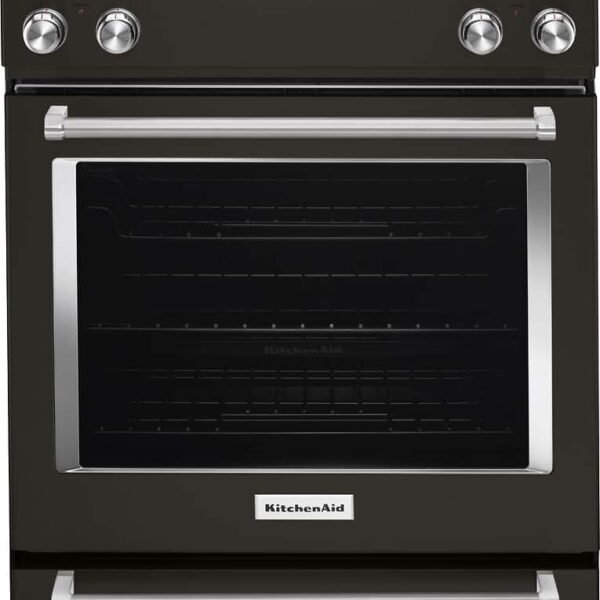 KitchenAid 6.4 Cu. Ft. Self-Cleaning Slide-In Electric Convection Range Black Stainless Steel from Kings Outlet