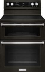 KitchenAid 6.7 Cu. Ft. Self-Cleaning Freestanding Double Oven Electric Convection Range Black Stainless Steel from Kings Outlet