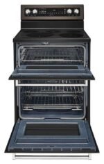 KitchenAid 6.7 Cu. Ft. Self-Cleaning Freestanding Double Oven Electric Convection Range Black Stainless Steel from Kings Outlet