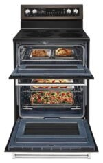 KitchenAid 6.7 Cu. Ft. Self-Cleaning Freestanding Double Oven Electric Convection Range Black Stainless Steel from Kings Outlet