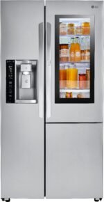 LG - 21.7 Cu. Ft. Door-in-Door Side-by-Side Counter-Depth Smart Refrigerator with Smart Cooling+ - Stainless Steel