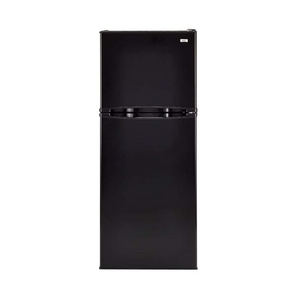 Haier 9.8 Cu. Ft. Top-Freezer Refrigerator Adjustable Spill-Proof Glass Shelves Black from Kings Outlet