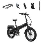 Lectric eBikes - XP4 750 Step-Over Foldable Long-Range eBike (Max 85mi/28mph) + LevelUp Rack/Seat Post/Elite Headlight/Lock/Phone Mount - Tempest Grey