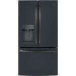 GE - 27.7 Cu. Ft. French Door Refrigerator with External Ice & Water Dispenser - Black Slate