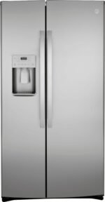 GE - 25.1 Cu. Ft. Side-By-Side Refrigerator with External Ice & Water Dispenser - Stainless Steel