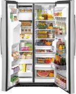 GE - 25.1 Cu. Ft. Side-By-Side Refrigerator with External Ice & Water Dispenser - Stainless Steel - Image 4