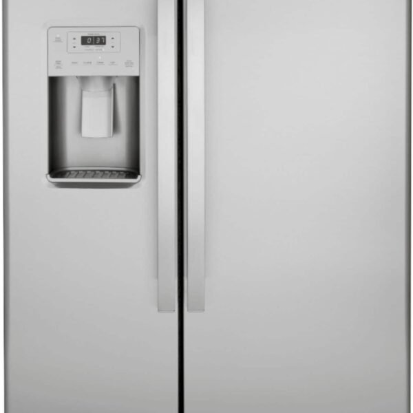 GE 21.8 Cu. Ft. Side-by-Side Counter-Depth Refrigerator Edge-to-Edge Glass Shelves Stainless Steel from Kings Outlet
