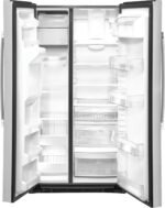 GE - 21.8 Cu. Ft. Side-by-Side Counter-Depth Refrigerator with Edge-to-Edge Glass Shelves - Stainless Steel - Image 4