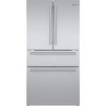 Bosch - 800 Series 21 Cu. Ft. 4-Door French Door Counter-Depth Smart Refrigerator with VitaFresh - Stainless Steel