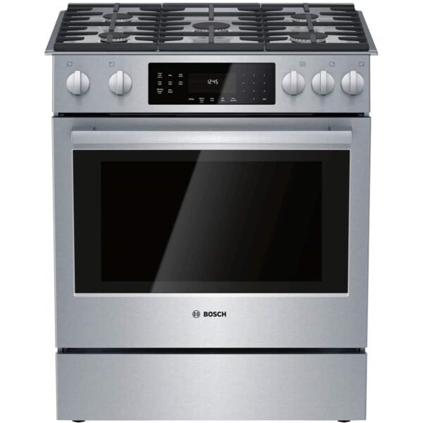 Bosch 800 Series 4.8 Cu. Ft. Slide-In Gas Convection Range Self-Cleaning Dual Flame Burner from Kings Outlet