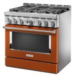 KitchenAid - Commercial-Style 5.1 Cu. Ft. Slide-In Gas True Convection Range with Self-Cleaning - Scorched Orange - Image 5