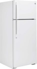 GE 17.5 Cu. Ft. Top-Freezer Refrigerator Edge-to-Edge Glass Shelves White from Kings Outlet