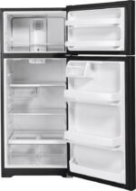 GE 17.5 Cu. Ft. Top-Freezer Refrigerator Edge-to-Edge Glass Shelves Black from Kings Outlet