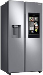 Samsung - 21.5 cu. ft. Side-by-Side Counter Depth Smart Refrigerator with 21.5" Touch-Screen Family Hub - Stainless Steel - Image 3