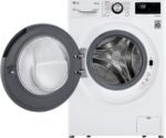 LG - 2.4 Cu. Ft. High-Efficiency Stackable Smart Front Load Washer with Steam and Built-In Intelligence - White - Image 7