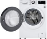 LG - 2.4 Cu. Ft. High-Efficiency Stackable Smart Front Load Washer with Steam and Built-In Intelligence - White - Image 7