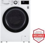 LG - 2.4 Cu. Ft. High-Efficiency Stackable Smart Front Load Washer with Steam and Built-In Intelligence - White - Image 2