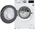LG - 2.4 Cu. Ft. High-Efficiency Stackable Smart Front Load Washer with Steam and Built-In Intelligence - White - Image 5