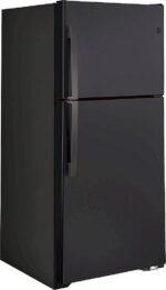 GE - 21.9 Cu. Ft. Top-Freezer Refrigerator with Garage Ready Performance from 38-110 Degrees Fahrenheit - Black Slate - Image 3