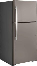 GE - 21.9 Cu. Ft. Top-Freezer Refrigerator with Garage Ready Performance - Slate - Image 3