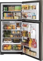 GE - 21.9 Cu. Ft. Top-Freezer Refrigerator with Garage Ready Performance - Slate - Image 4