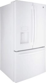 GE - 25.6 Cu. Ft. French Door Refrigerator with Space-Saving Ice Maker - High Gloss White - Image 3