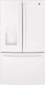 GE - 25.6 Cu. Ft. French Door Refrigerator with Space-Saving Ice Maker - High Gloss White