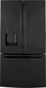 GE - 25.6 Cu. Ft. French Door Smart Refrigerator with Space Saving Ice Maker - High Gloss Black