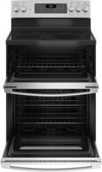 GE - 6.6 Cu. Ft. Freestanding Double Oven Electric Convection Range with Self-Steam Cleaning and No-Preheat Air Fry - Stainless Steel - Image 3
