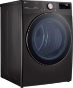 LG 7.4 Cu. Ft. Stackable Smart Gas Dryer Steam Built-In Intelligence Black Steel from Kings Outlet
