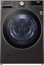 LG 4.5 Cu. Ft. High-Efficiency Stackable Smart Front Load Washer Steam Built-In Intelligence Black from Kings Outlet