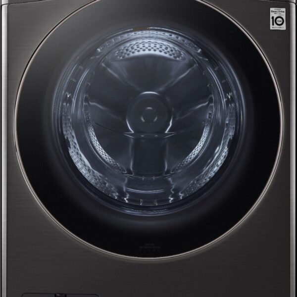LG 4.5 Cu. Ft. High-Efficiency Stackable Smart Front Load Washer Steam Built-In Intelligence Black from Kings Outlet